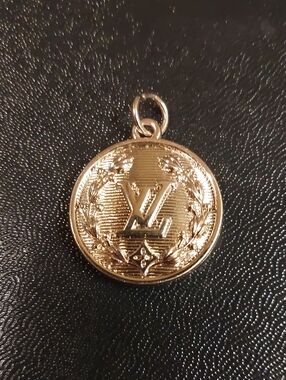 LV Gold-Tone Medallion Charm Logo Pendant